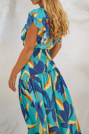 Sunshine Bohemian Midi Dress - Blue Hibiscus