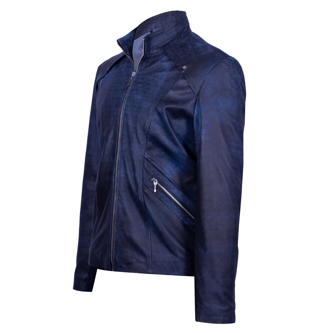 Classic Leather Jacket with Gusseted Shoulders