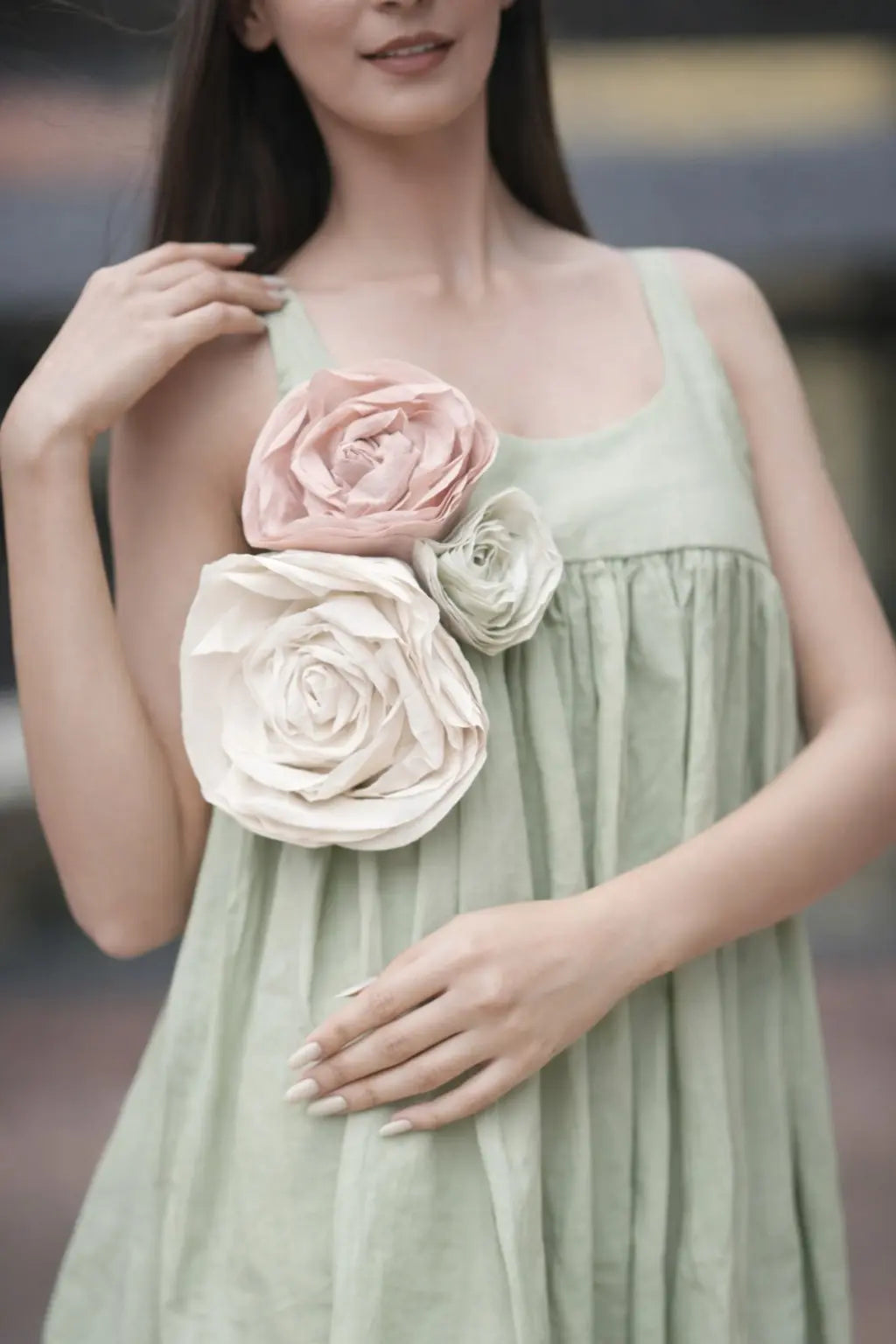 Sage Green With 3 Roses