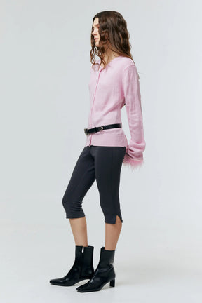 NEMI FEATHER TRIM KNIT CARDIGAN