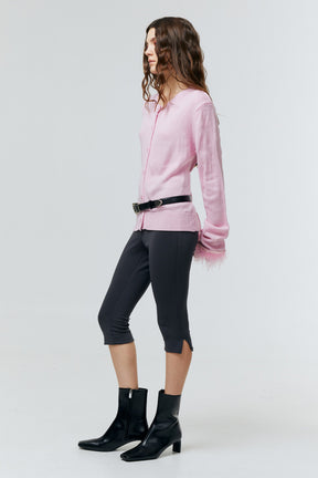 NEMI FEATHER TRIM KNIT CARDIGAN