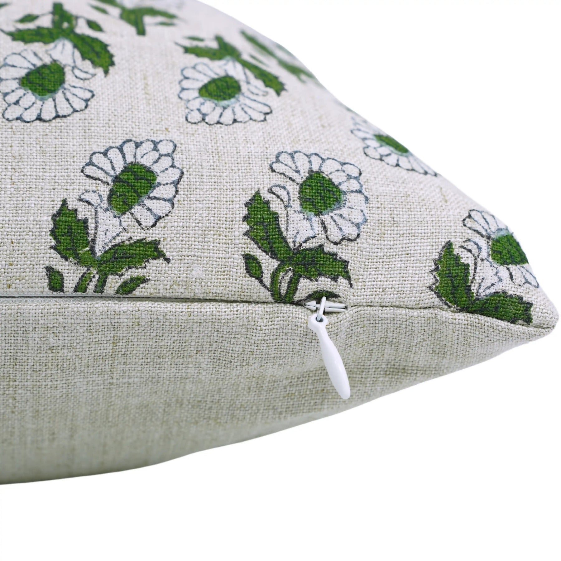 Artisan Style Block Print Pure Linen Pillow Cover - Ashoka