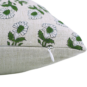 Artisan Style Block Print Pure Linen Pillow Cover - Ashoka