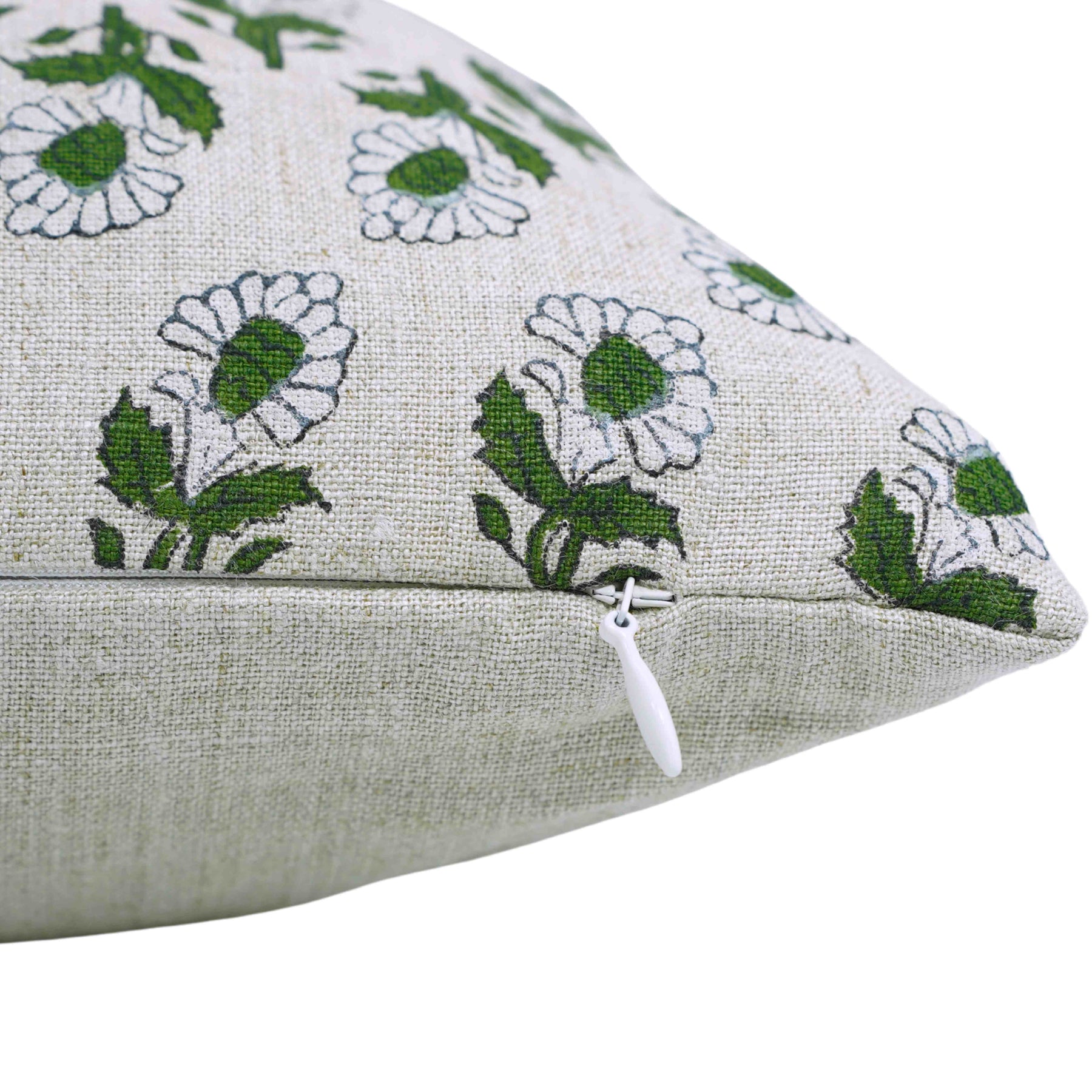 Artisan Style Block Print Pure Linen Pillow Cover - Ashoka