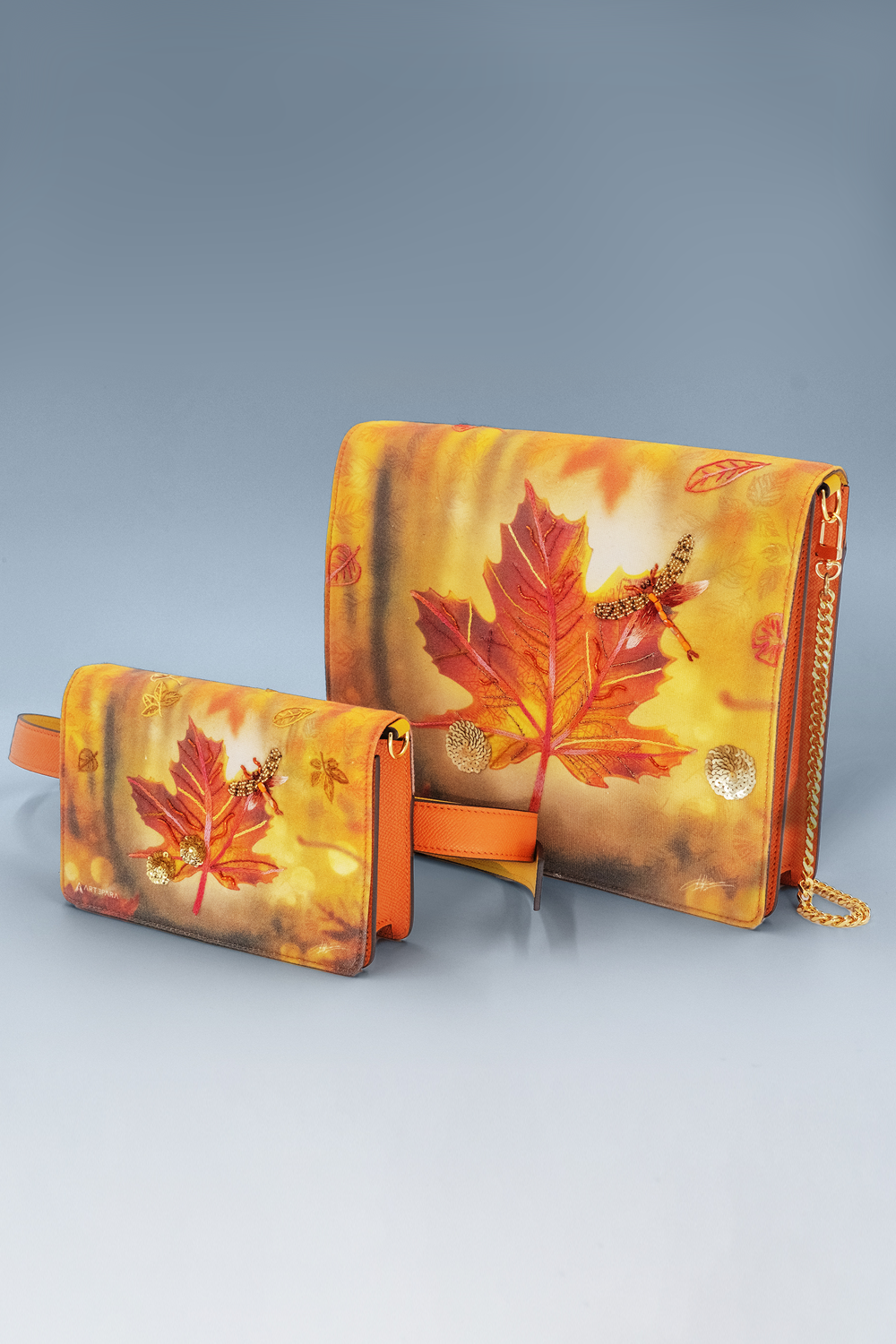 Artepara Autumn Signature Hand-Embroidered Leather Clutch