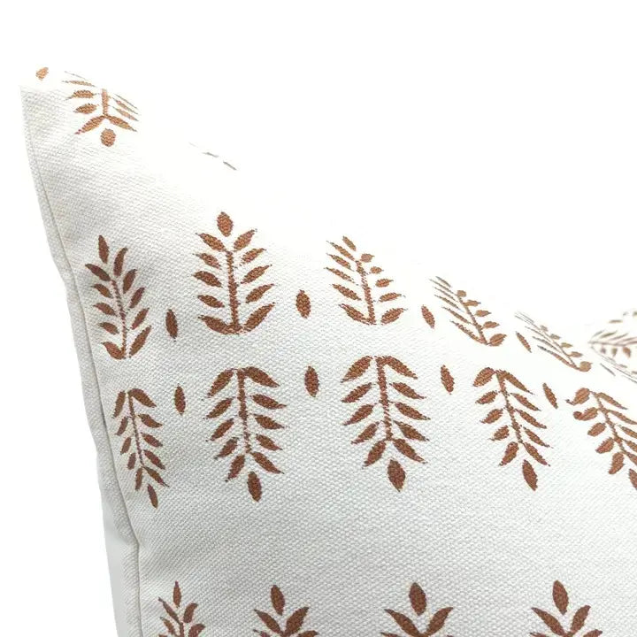Bohemian Hand Crafted Block Printed Thick Cotton White Pillow Cover - Darpan