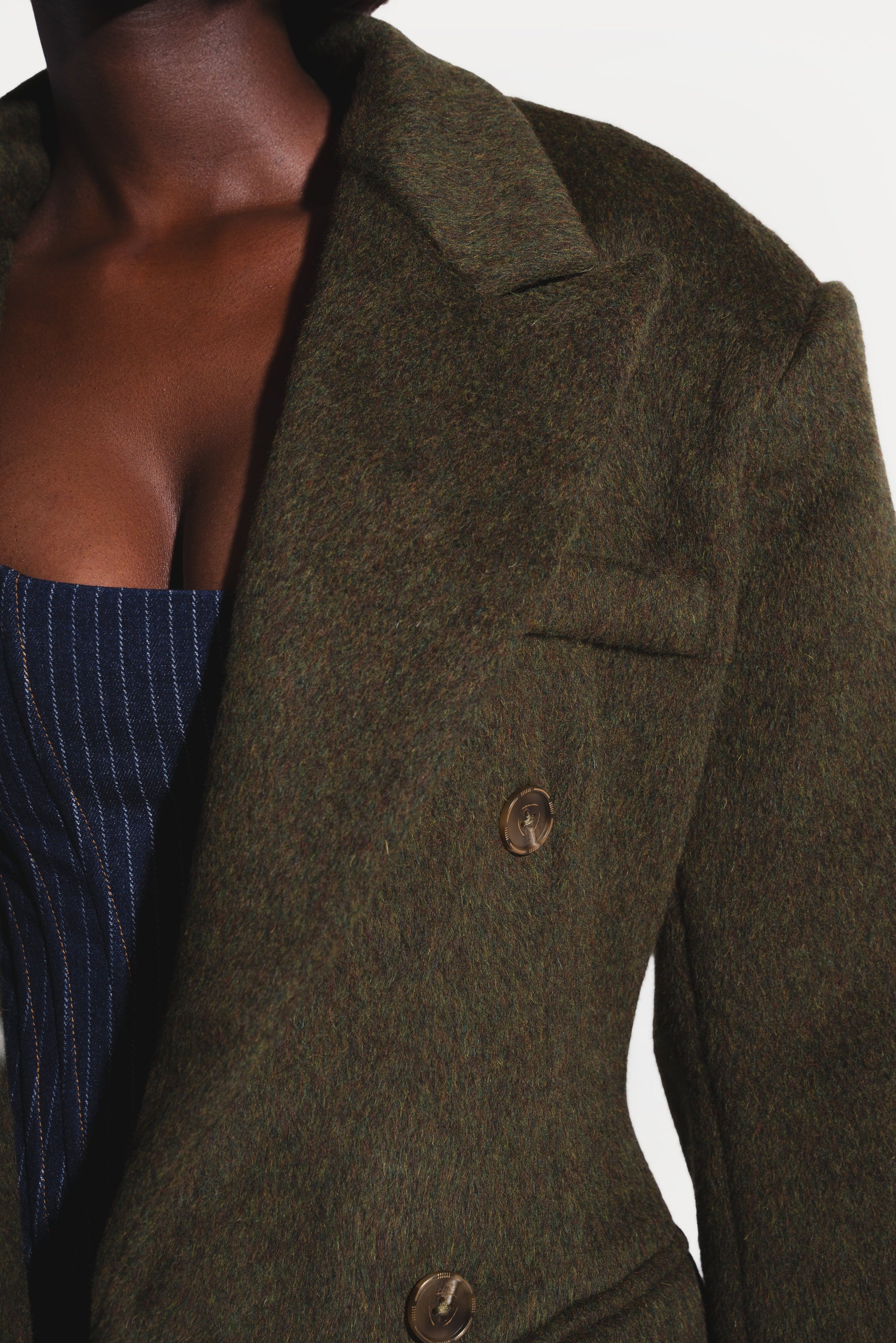 IMAN Wool Long jacket in OLIVE