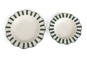 Ceramic Stripe Dinner Plate,  Olive Green - 10 x 10 x 1.25 Inches