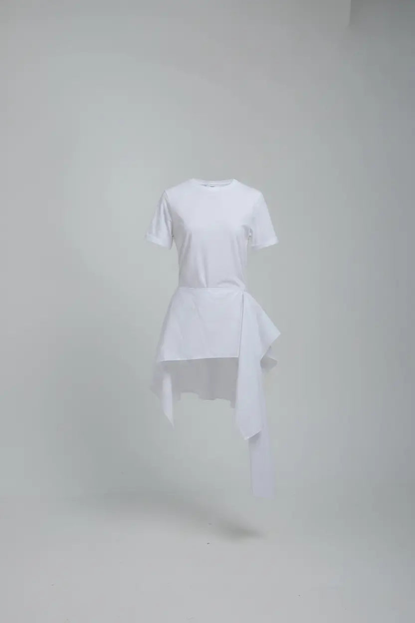 Radia White Poplin Wrap T-shirt