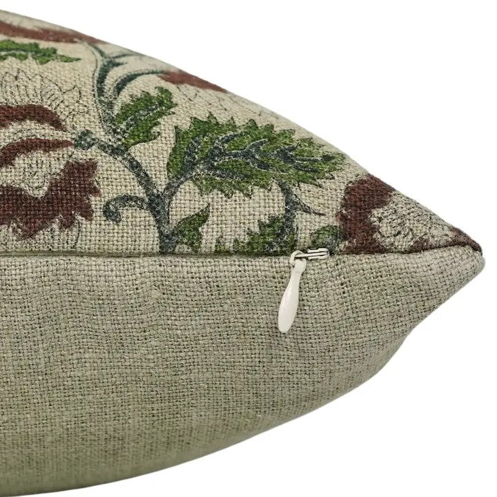 Vintage Hand Block Print Thick Linen Pillow Cover- Mandakini