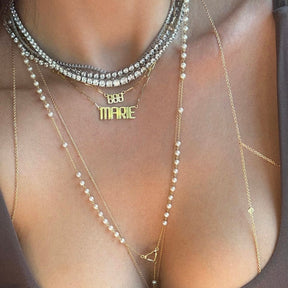 THE “PALOMA” PEARL ROSARY NECKLACE 22”