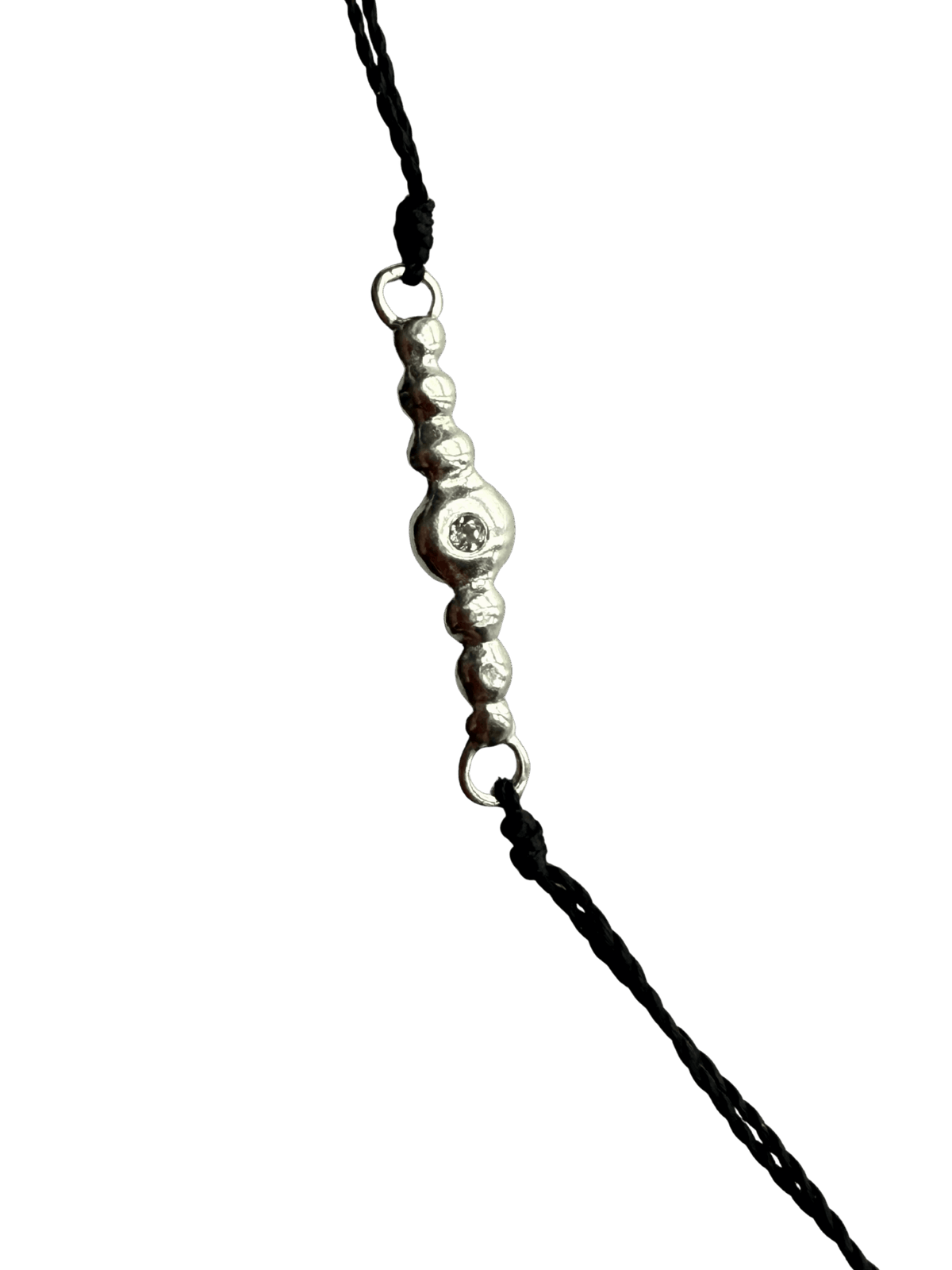 : /AH-MI/ Friendship & Travel Bracelet Sterling Silver Black Cord