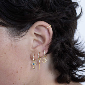 3 Set Gold Pave Huggies Earring