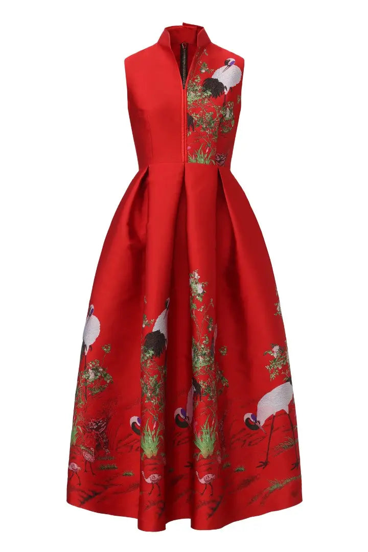 Royal Red Crane Dress
