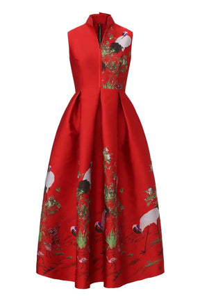 Royal Red Crane Dress