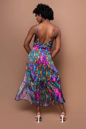 Coreen Cotton Strappy Maxi Dress - Teal Orchid