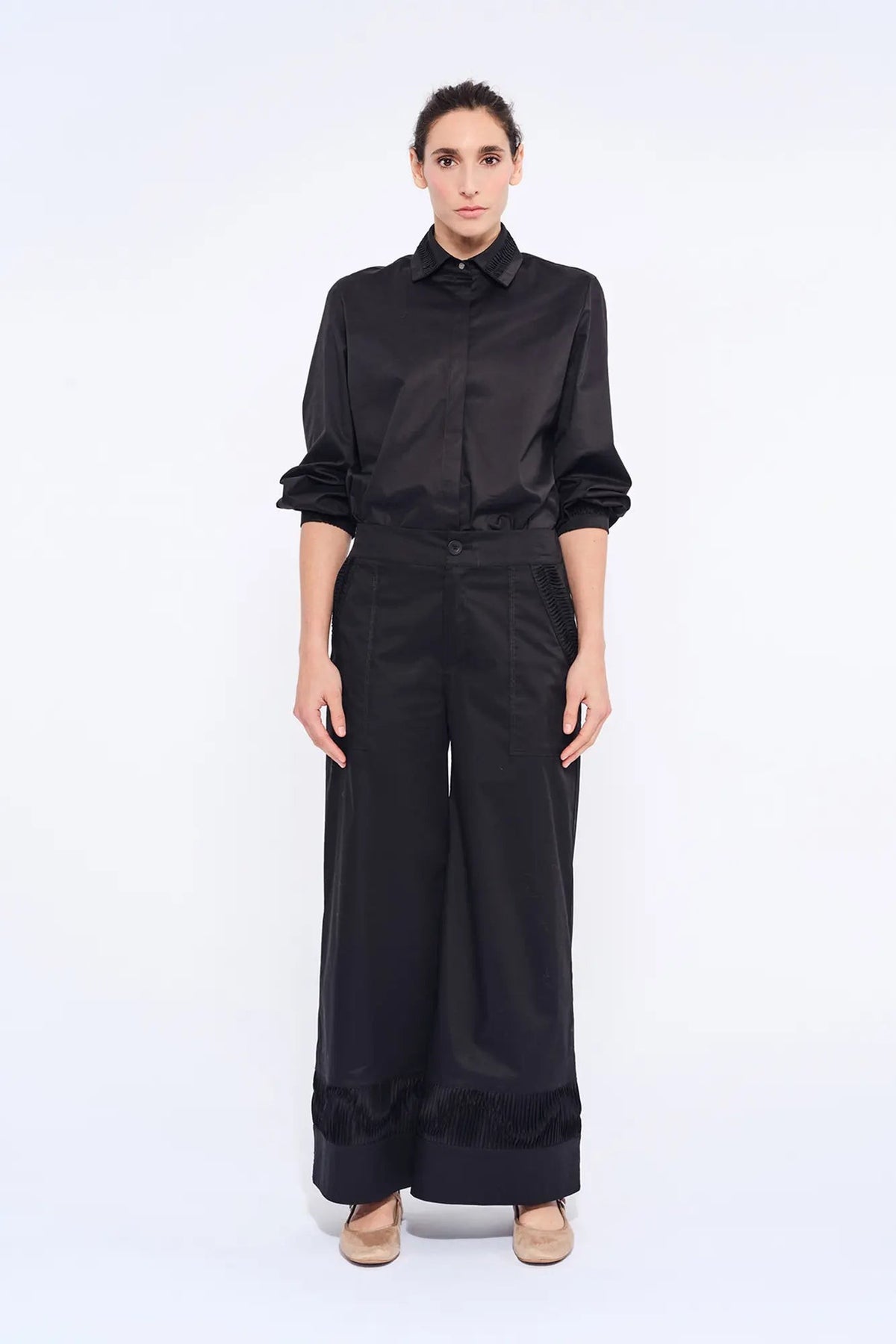 Viena Sculptural Hem Trouser | Black