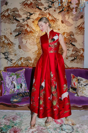 Royal Red Crane Dress