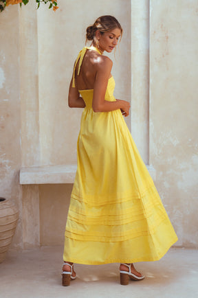 Penelope Halter Linen Maxi Dress - Pineapple