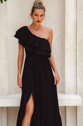 Guadalupe Ruffled Maxi Dress - Black