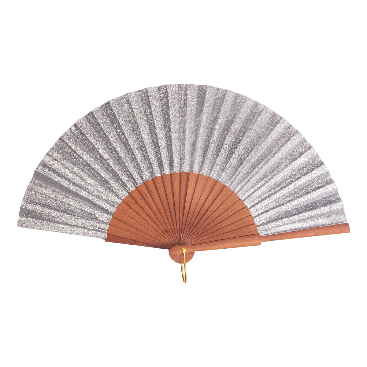 Auryana 9 inch Silver Glitter Folding Hand Fan