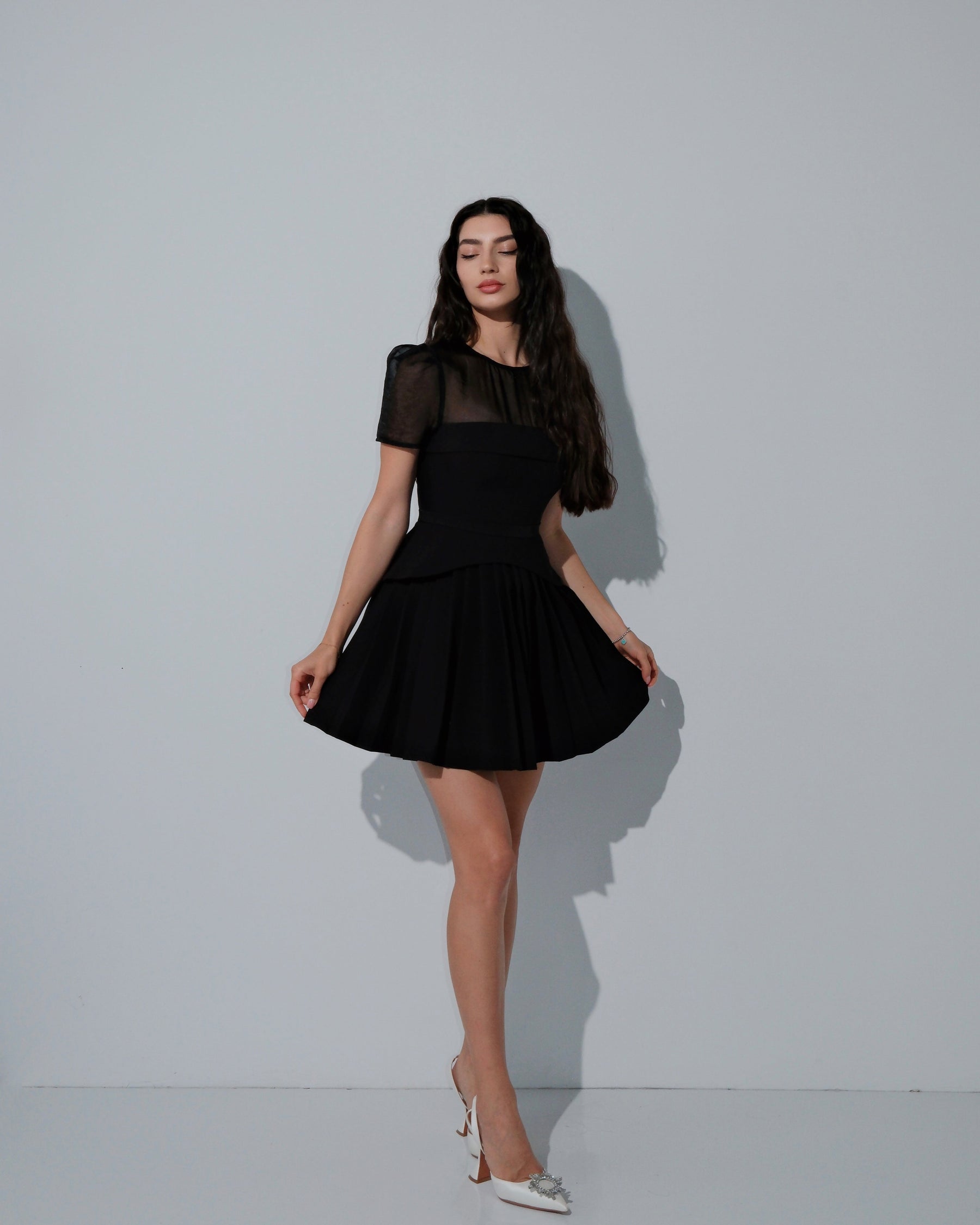 Seraphina Black Pleated Dress
