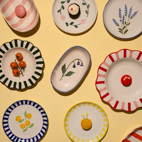 Ceramic Sunshine Spring Dessert Plate -Yellow , 7 Inches (Set of 2)