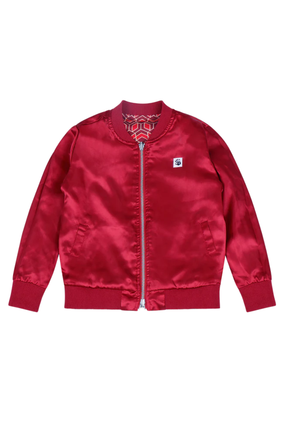 Kids Reversible Zip up Lightweight Bomber Jacket - Red Multicolor