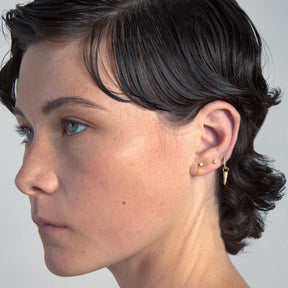 Gold Asymmetrical Earring Pave Set