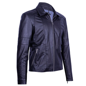Classic collar leather jacket