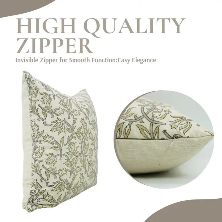 Unique Block Print Linen Blend Pillow Cover- Kamal Dutta