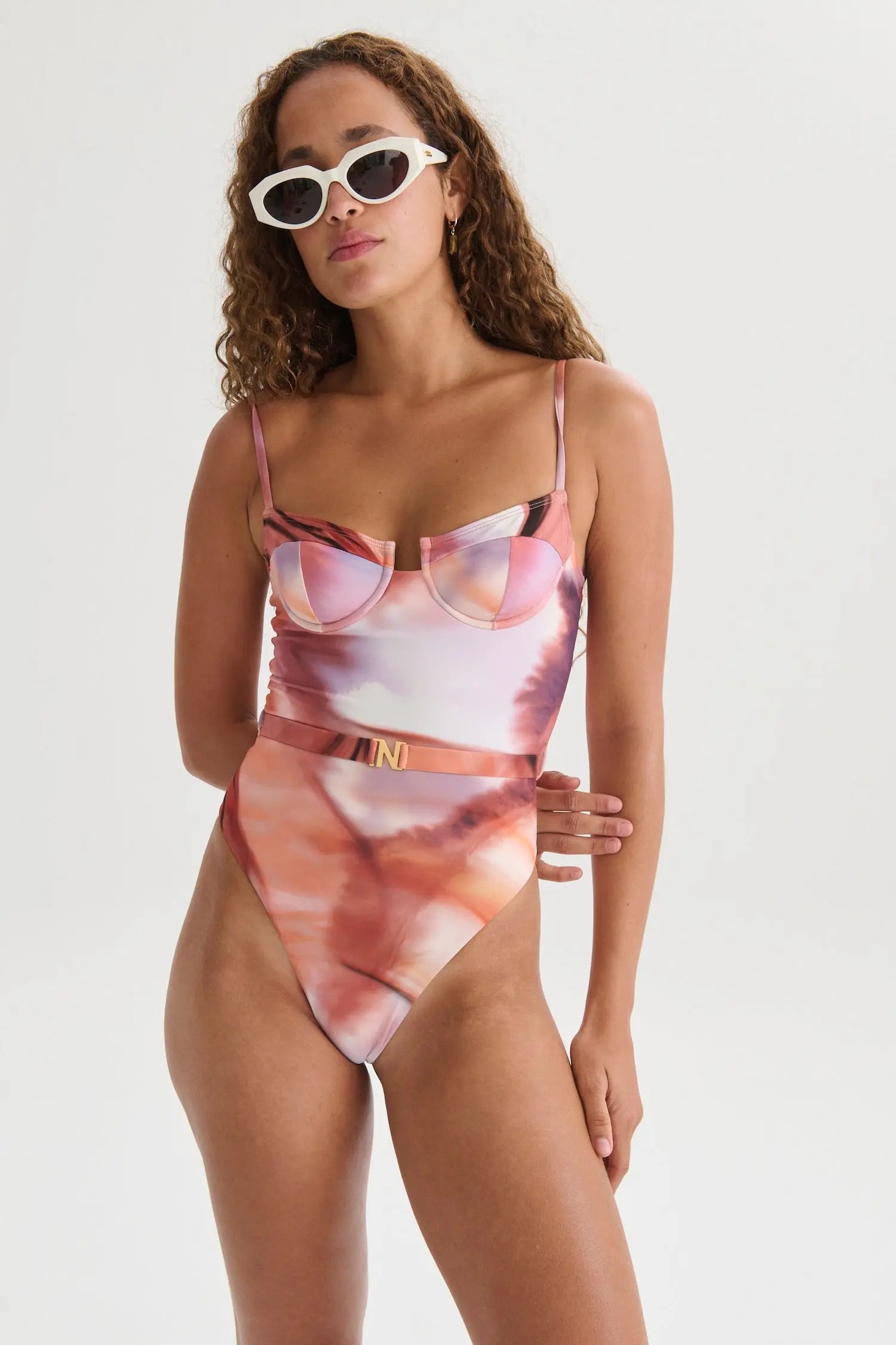Arena One Piece Print rosa