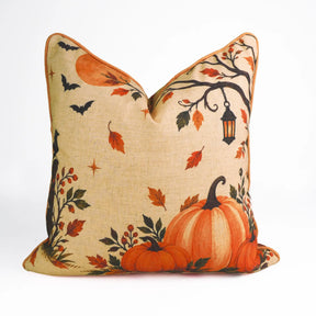 Autumn Viscose Linen Pillow Cover with Piping for Halloween