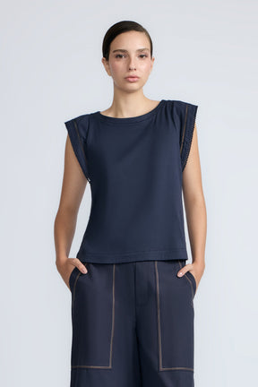 Regina Pima Cotton Knit Top | Navy
