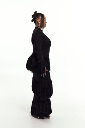 Eme Sequin Fringe Maxi Dress