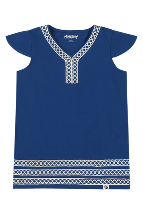 Mixed Up Clothing Girls Burda Tunic & Short Set - Sodalite Blue/Jacquard Stripe