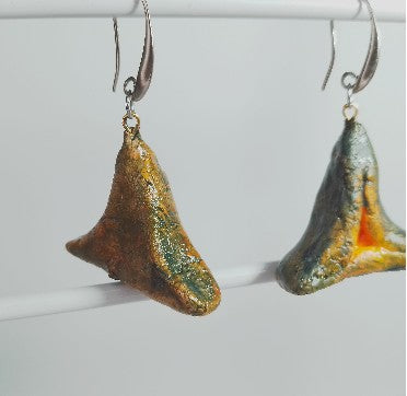 Wii Sculptural Earrings - Matte Steel (triangular/boat Geometry)