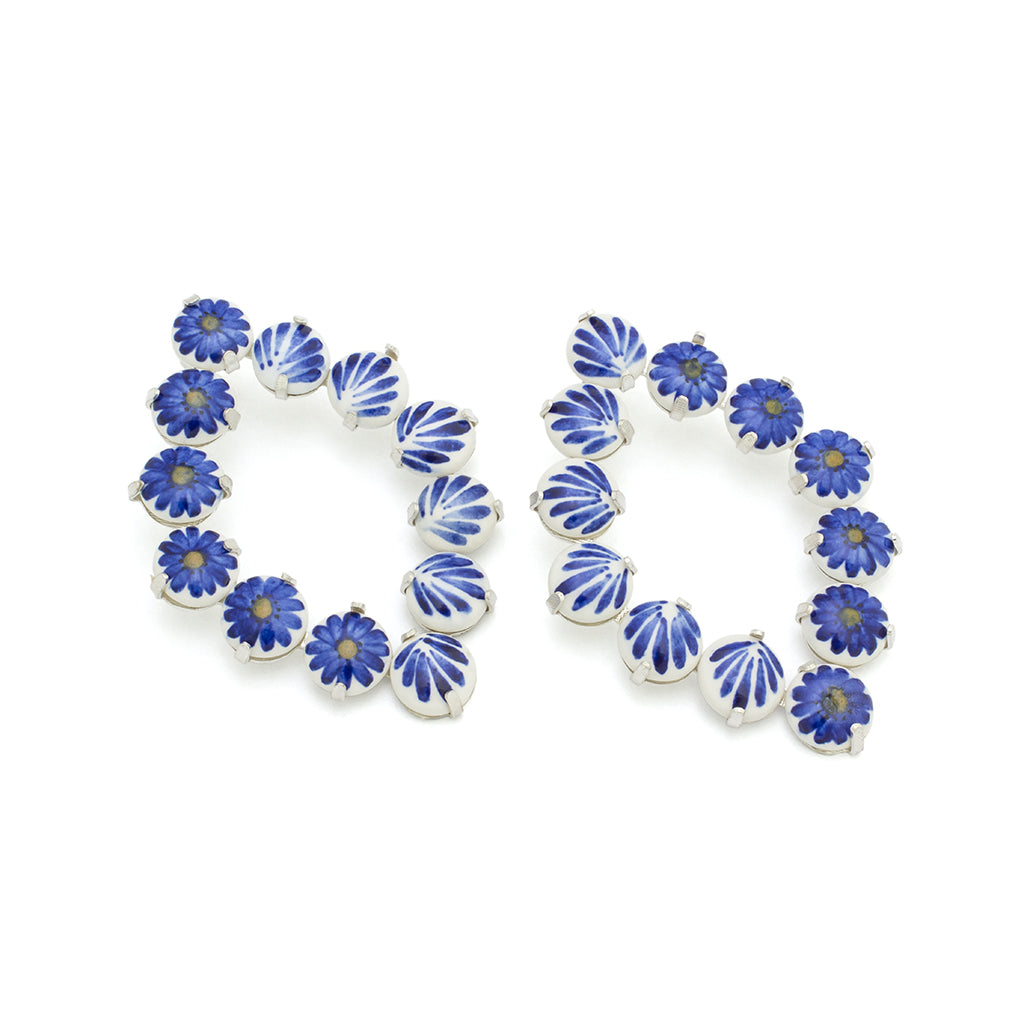 CARMEN Large Oval Half Ceramic spheres earrings