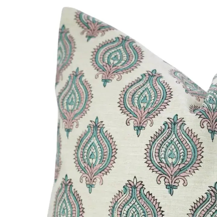 Bold Style Block Print Linen Blend Pillow Cover - Uday