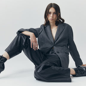 ARIA LOOSE BLACK LEATHER PANTS