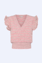 Beca Crochet Sleeve Alpaca Vest | Rose Melange