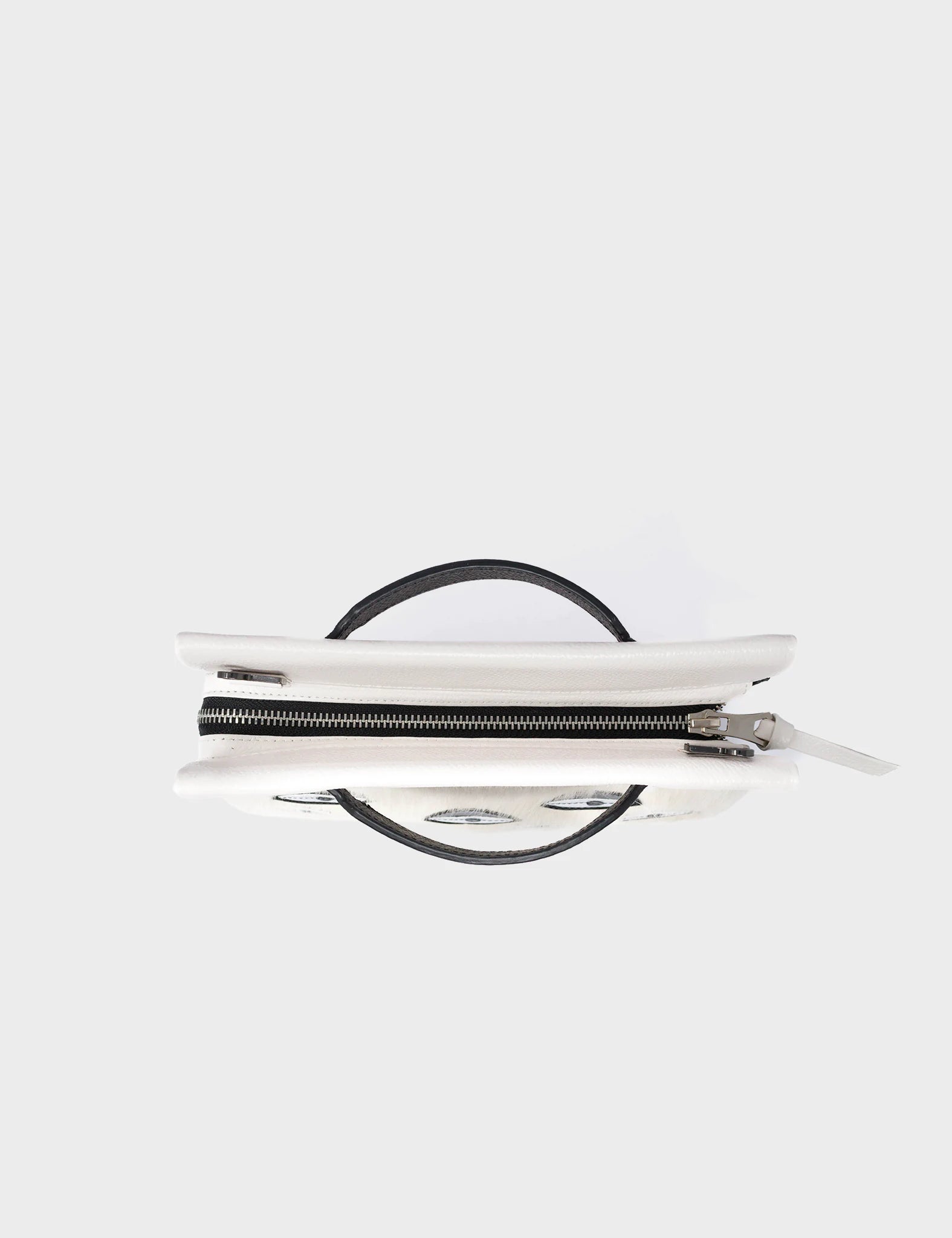 Vali Crossbody Small Cream Leather Bag - Eyes Applique Adjustable Handle