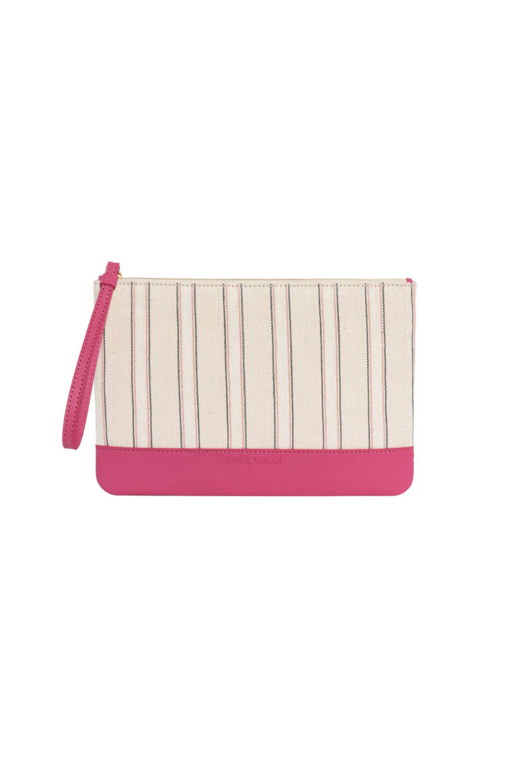 Defne - Pink Calfskin & Handloomed Fabric Clutch