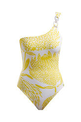 One Shoulder Swimsuit Yellow Protea