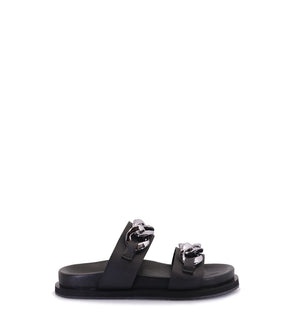 Stylish Black Platform Sandals with Chain Detail Rob