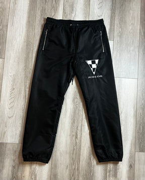 Nylon Black Checkerboard Track Pants