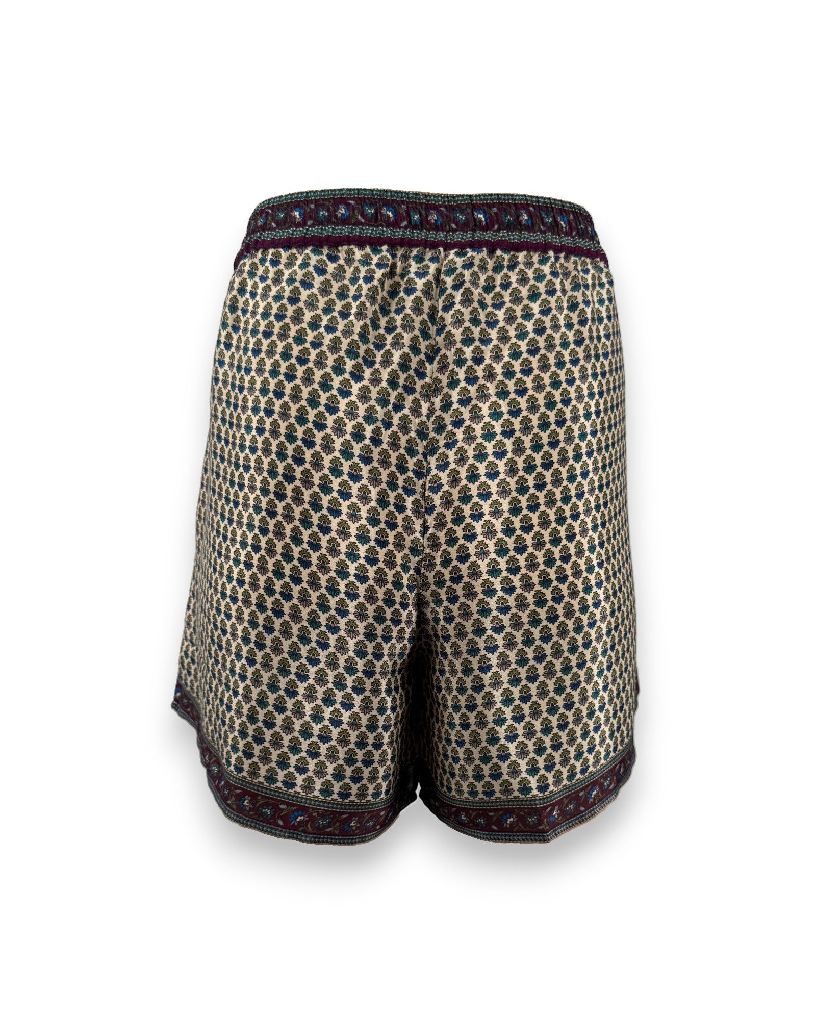 Embossed Botanic Crepe Shorts - Forest Plum