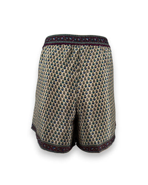 Embossed Botanic Crepe Shorts - Forest Plum
