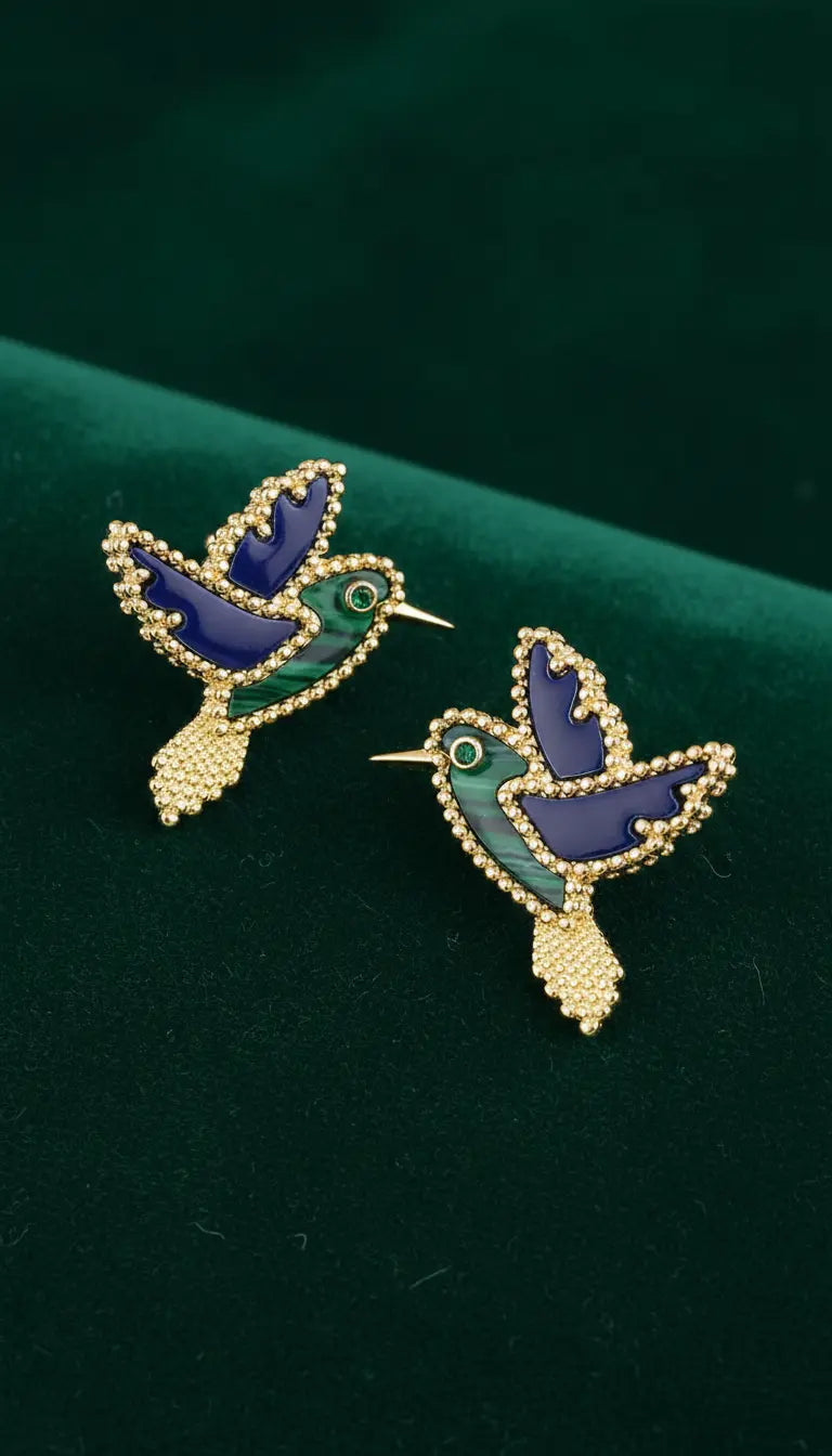 The Verdant Hummingbird Earrings