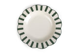 Ceramic Stripe Dinner Plate,  Olive Green - 10 x 10 x 1.25 Inches